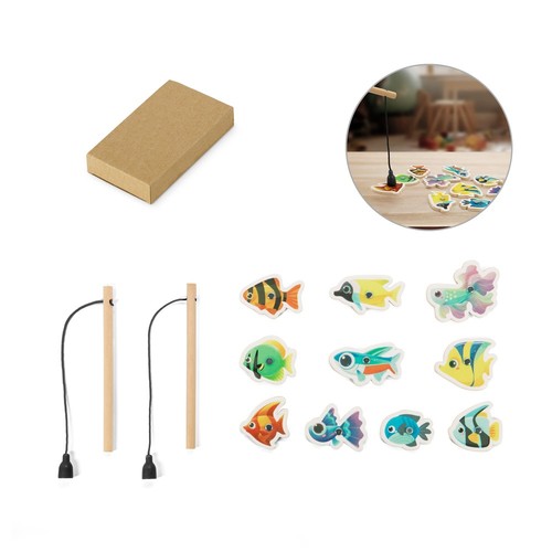 hi!dea - FISHY. Jeu de pêche composé de 10 poissons en bois, idéal pour les enfants